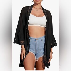 Chic Black Lace Swim Cover-Up